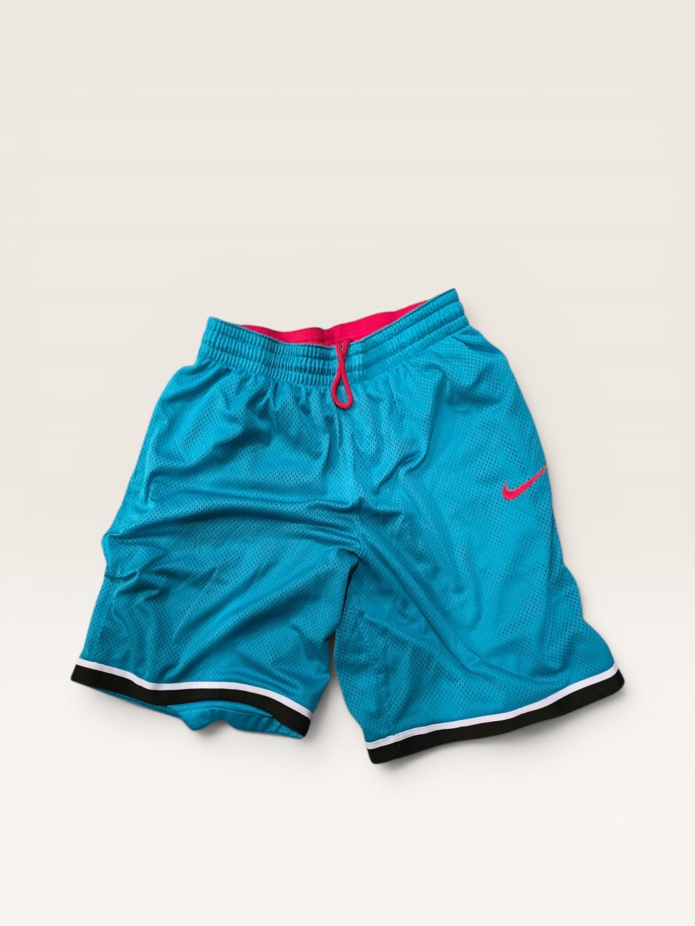 Nike Men’s Blue Athletic Mesh Shorts with Pink Accent